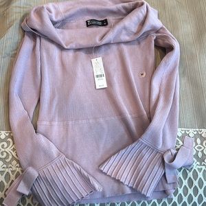 New York and Company light pink off the shoulder sweater.